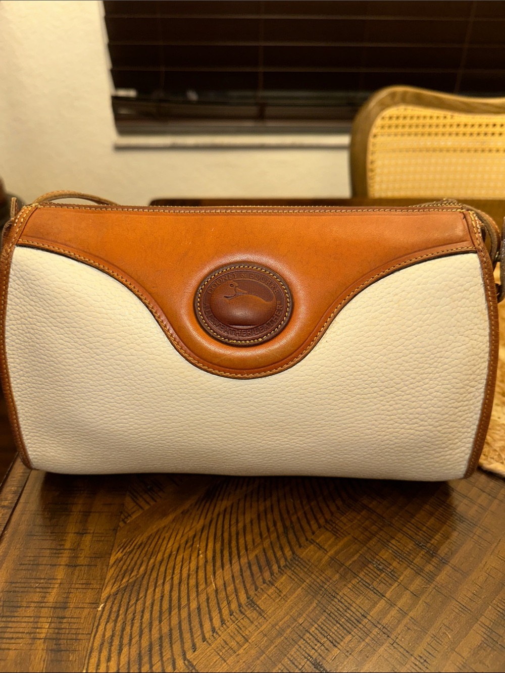 Dooney & Bourke Cream and Tan Leather Crossbody Bag